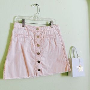Buttoned Pink Mini Skirt with Pockets